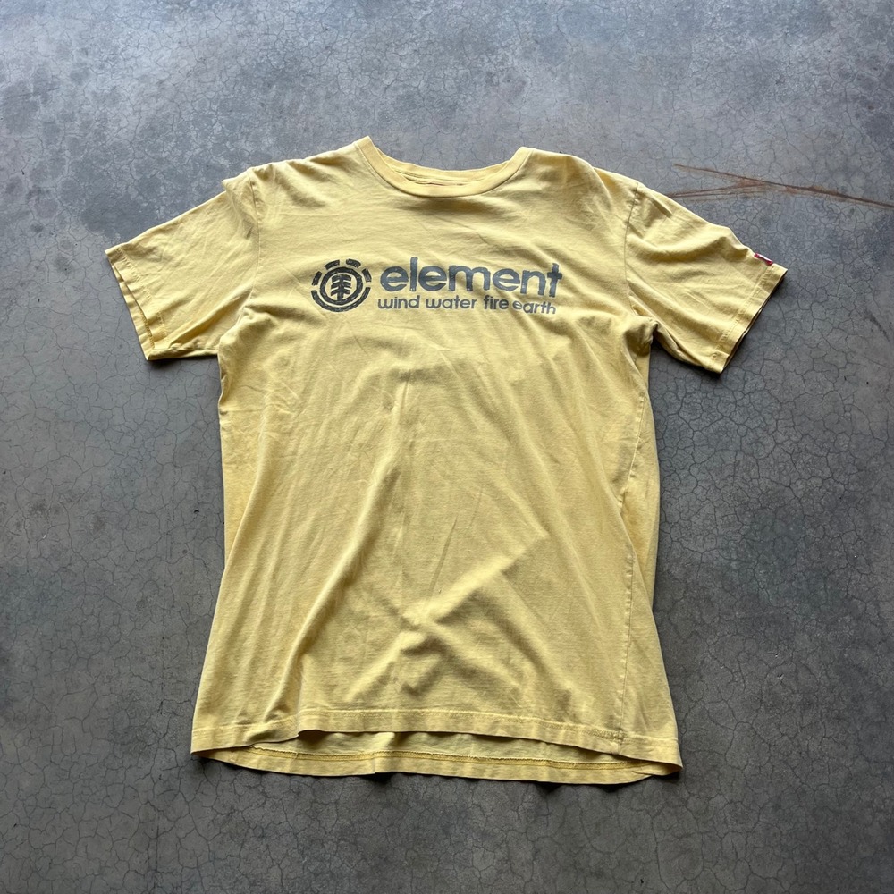 Element Mens Graphic T-Shirt Yellow Large Logo Wind Water Fire Earth M457BOL
